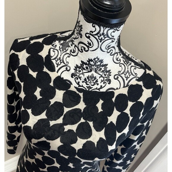 VTG J.Crew Black & Cream Merino Wool Sweater Womens Small Y2K Minimalist Preppy - Picture 2 of 13